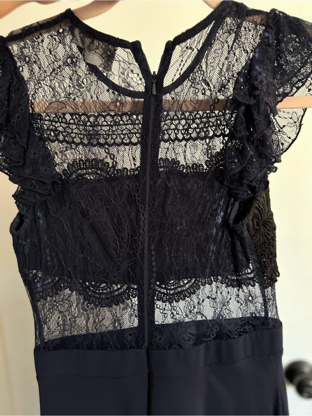 ASOS Petite Navy and Black Lace Maxi Dress - Picture 2 of 3